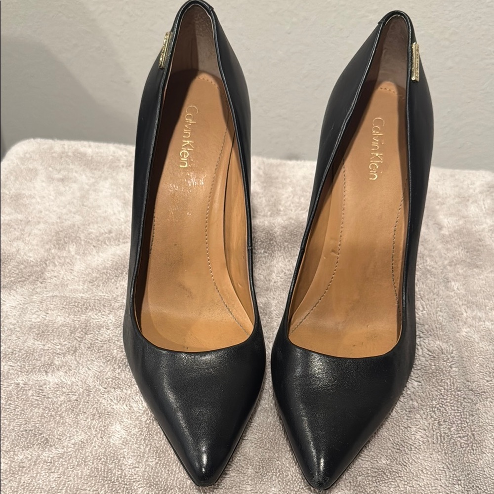 Calvin Klein Black Leather Heels Elegant Design